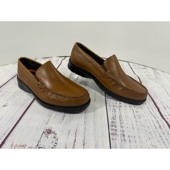 Rockport Palmer Venetian Men’s Size 8.5 Wide Slip On Dress Shoes Cognac NWOB - Picture 1 of 7